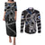 Personalized Finland Vikings Couples Matching Puletasi and Long Sleeve Button Shirt Nordic Lion Bound in Runes and Chains
