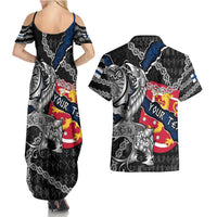 Personalized Finland Vikings Couples Matching Summer Maxi Dress and Hawaiian Shirt Nordic Lion Bound in Runes and Chains