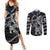 Personalized Finland Vikings Couples Matching Summer Maxi Dress and Long Sleeve Button Shirt Nordic Lion Bound in Runes and Chains