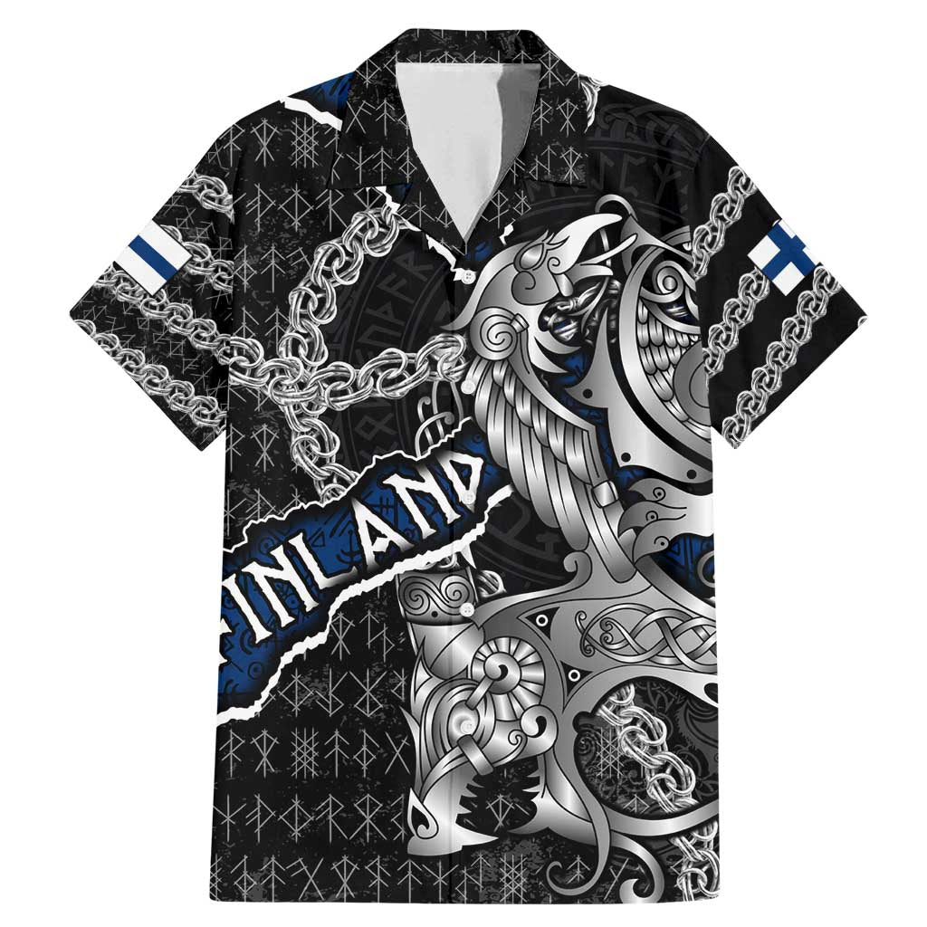 Personalized Finland Vikings Family Matching Mermaid Dress and Hawaiian Shirt Nordic Lion Bound in Runes and Chains