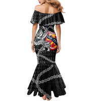 Personalized Finland Vikings Family Matching Mermaid Dress and Hawaiian Shirt Nordic Lion Bound in Runes and Chains