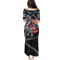 Personalized Finland Vikings Family Matching Puletasi and Hawaiian Shirt Nordic Lion Bound in Runes and Chains