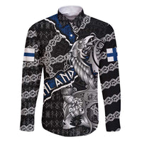 Personalized Finland Vikings Family Matching Short Sleeve Bodycon Dress and Hawaiian Shirt Nordic Lion Bound in Runes and Chains