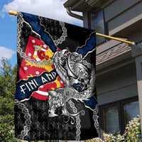 Finland Vikings Garden Flag Nordic Lion Bound in Runes and Chains