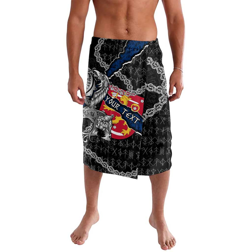Personalized Finland Vikings Lavalava Nordic Lion Bound in Runes and Chains