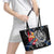 Finland Vikings Leather Tote Bag Nordic Lion Bound in Runes and Chains