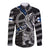 Personalized Finland Vikings Long Sleeve Button Shirt Nordic Lion Bound in Runes and Chains
