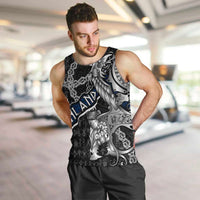 Personalized Finland Vikings Men Tank Top Nordic Lion Bound in Runes and Chains