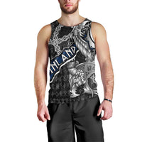 Personalized Finland Vikings Men Tank Top Nordic Lion Bound in Runes and Chains