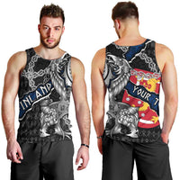 Personalized Finland Vikings Men Tank Top Nordic Lion Bound in Runes and Chains