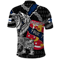 Personalized Finland Vikings Polo Shirt Nordic Lion Bound in Runes and Chains