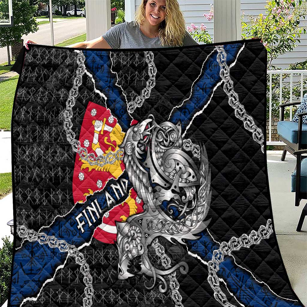 Finland Vikings Quilt Nordic Lion Bound in Runes and Chains