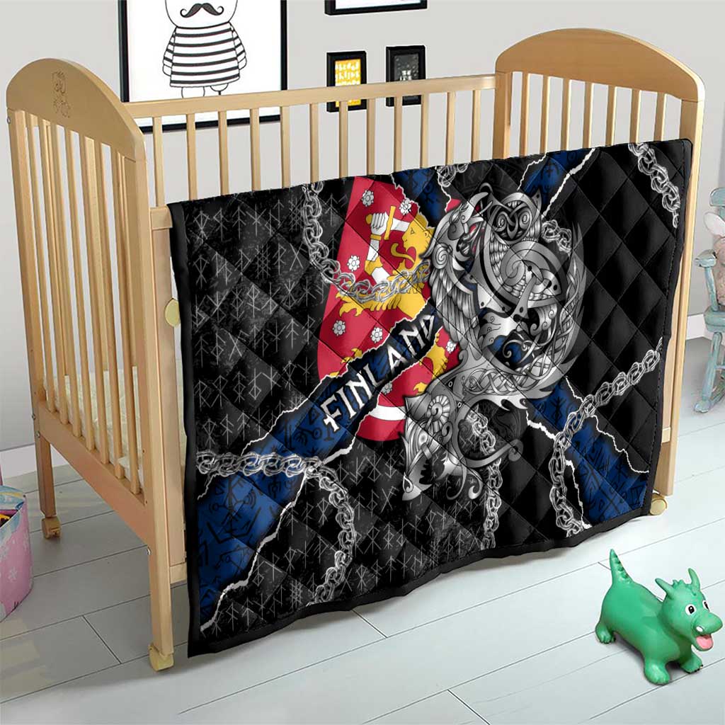 Finland Vikings Quilt Nordic Lion Bound in Runes and Chains
