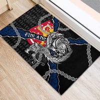 Finland Vikings Rubber Doormat Nordic Lion Bound in Runes and Chains