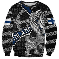 Personalized Finland Vikings Sweatshirt Nordic Lion Bound in Runes and Chains