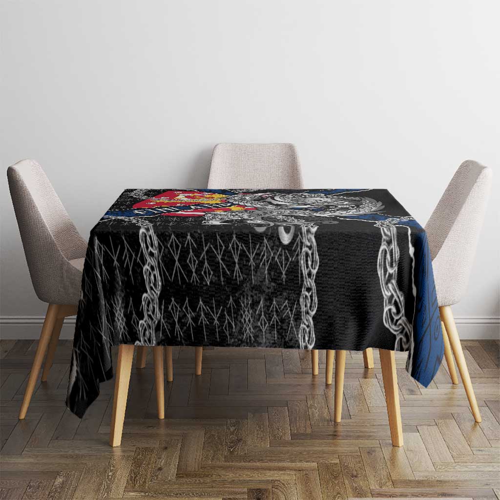 Finland Vikings Tablecloth Nordic Lion Bound in Runes and Chains