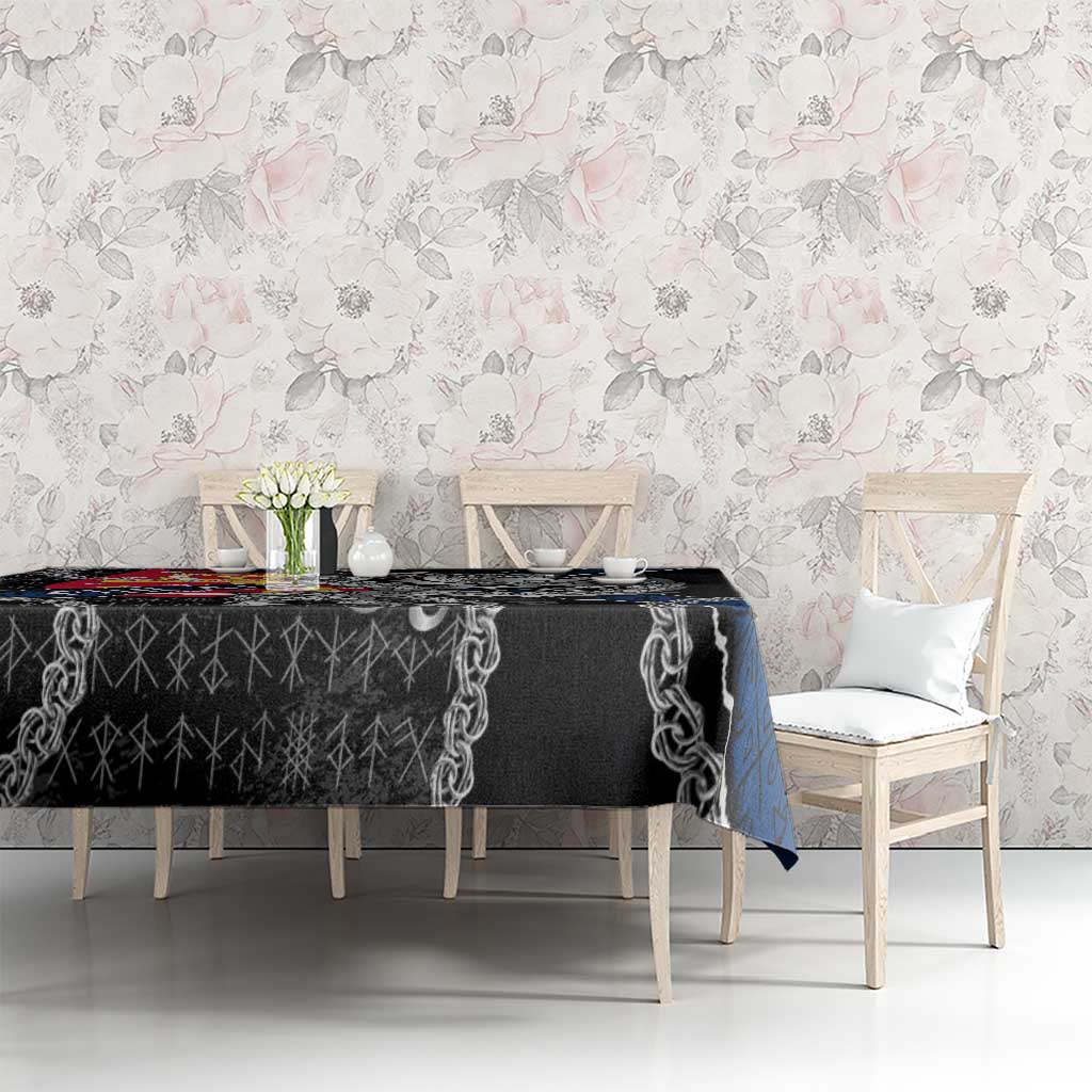 Finland Vikings Tablecloth Nordic Lion Bound in Runes and Chains