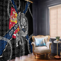 Finland Vikings Window Curtain Nordic Lion Bound in Runes and Chains