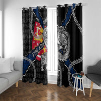 Finland Vikings Window Curtain Nordic Lion Bound in Runes and Chains