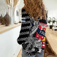 Personalized Finland Vikings Women Casual Shirt Nordic Lion Bound in Runes and Chains