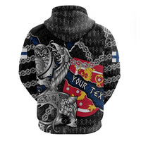 Personalized Finland Vikings Zip Hoodie Nordic Lion Bound in Runes and Chains