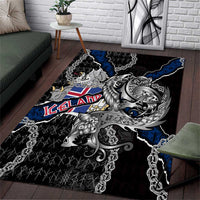 Iceland Vikings Area Rug Nordic Lion Bound in Runes and Chains