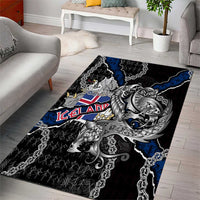 Iceland Vikings Area Rug Nordic Lion Bound in Runes and Chains