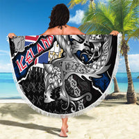 Iceland Vikings Beach Blanket Nordic Lion Bound in Runes and Chains