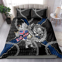 Iceland Vikings Bedding Set Nordic Lion Bound in Runes and Chains