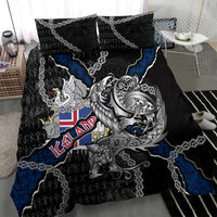 Iceland Vikings Bedding Set Nordic Lion Bound in Runes and Chains