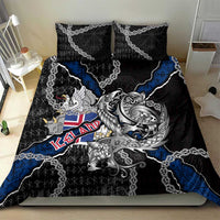 Iceland Vikings Bedding Set Nordic Lion Bound in Runes and Chains