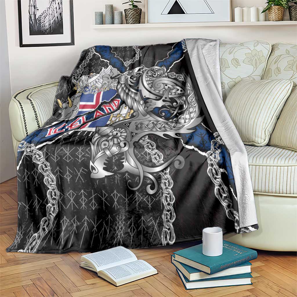 Iceland Vikings Blanket Nordic Lion Bound in Runes and Chains