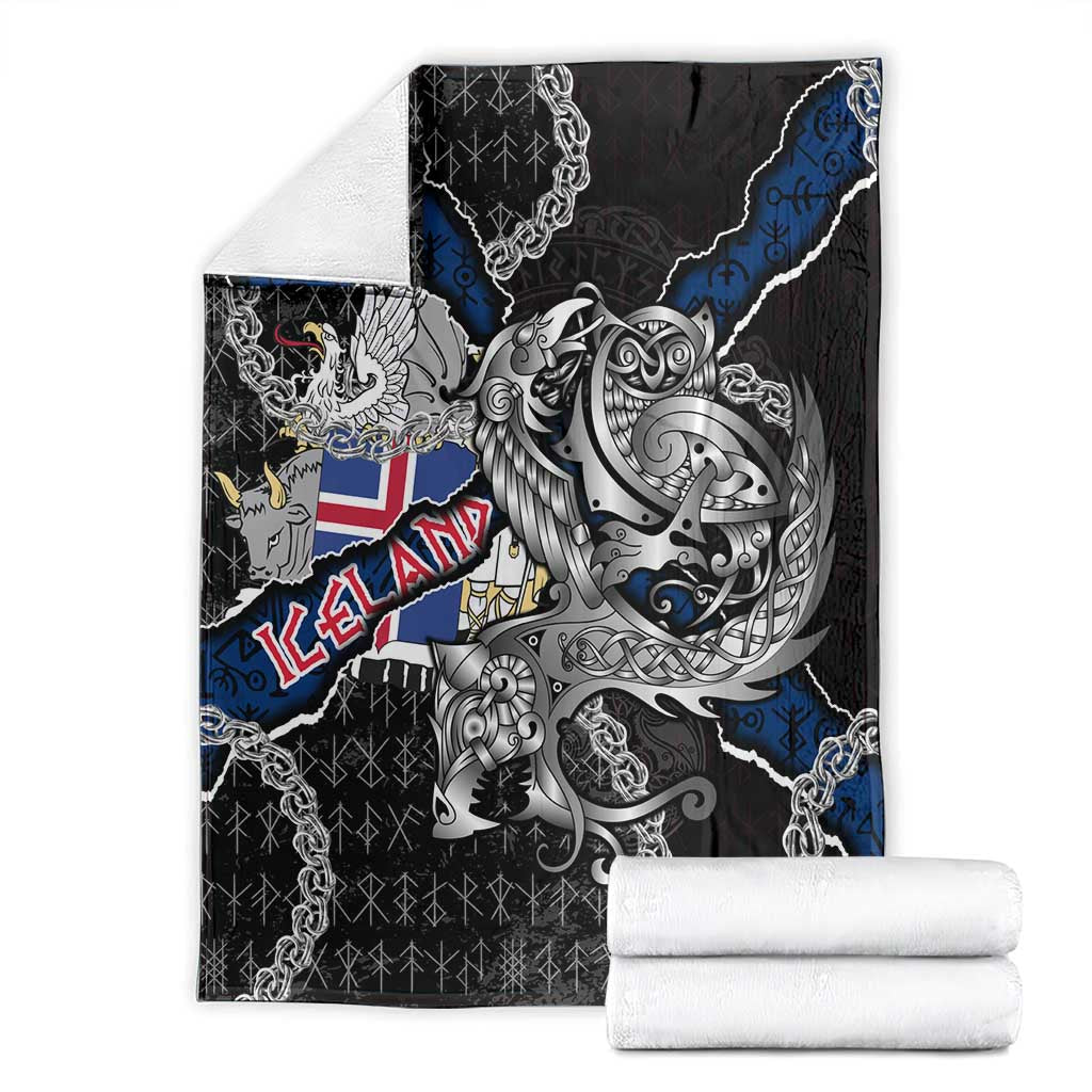 Iceland Vikings Blanket Nordic Lion Bound in Runes and Chains
