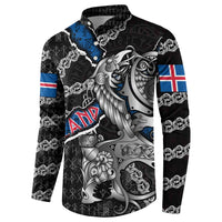 Personalized Iceland Vikings Button Sweatshirt Nordic Lion Bound in Runes and Chains