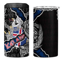 Iceland Vikings 4 in 1 Can Cooler Tumbler Nordic Lion Bound in Runes and Chains