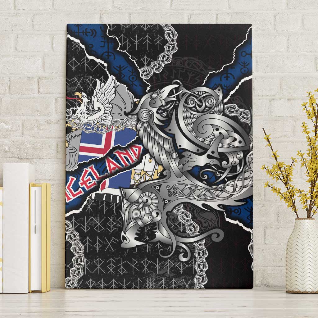 Iceland Vikings Canvas Wall Art Nordic Lion Bound in Runes and Chains