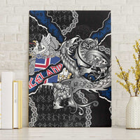 Iceland Vikings Canvas Wall Art Nordic Lion Bound in Runes and Chains