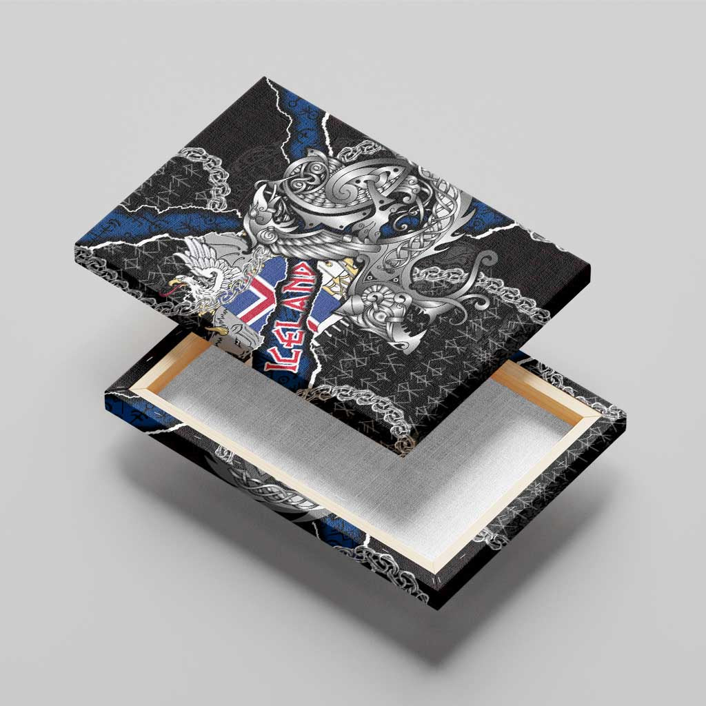 Iceland Vikings Canvas Wall Art Nordic Lion Bound in Runes and Chains