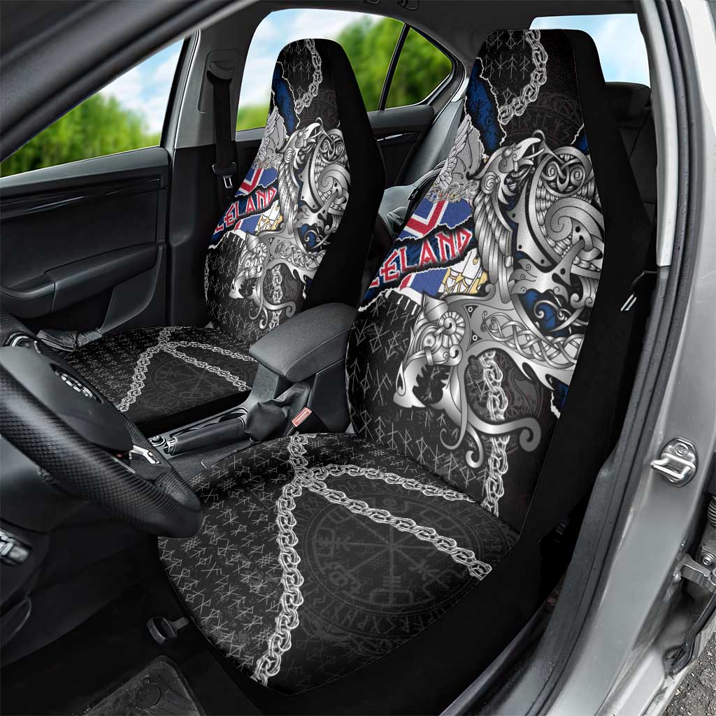 Iceland Vikings Car Seat Cover Nordic Lion Bound in Runes and Chains