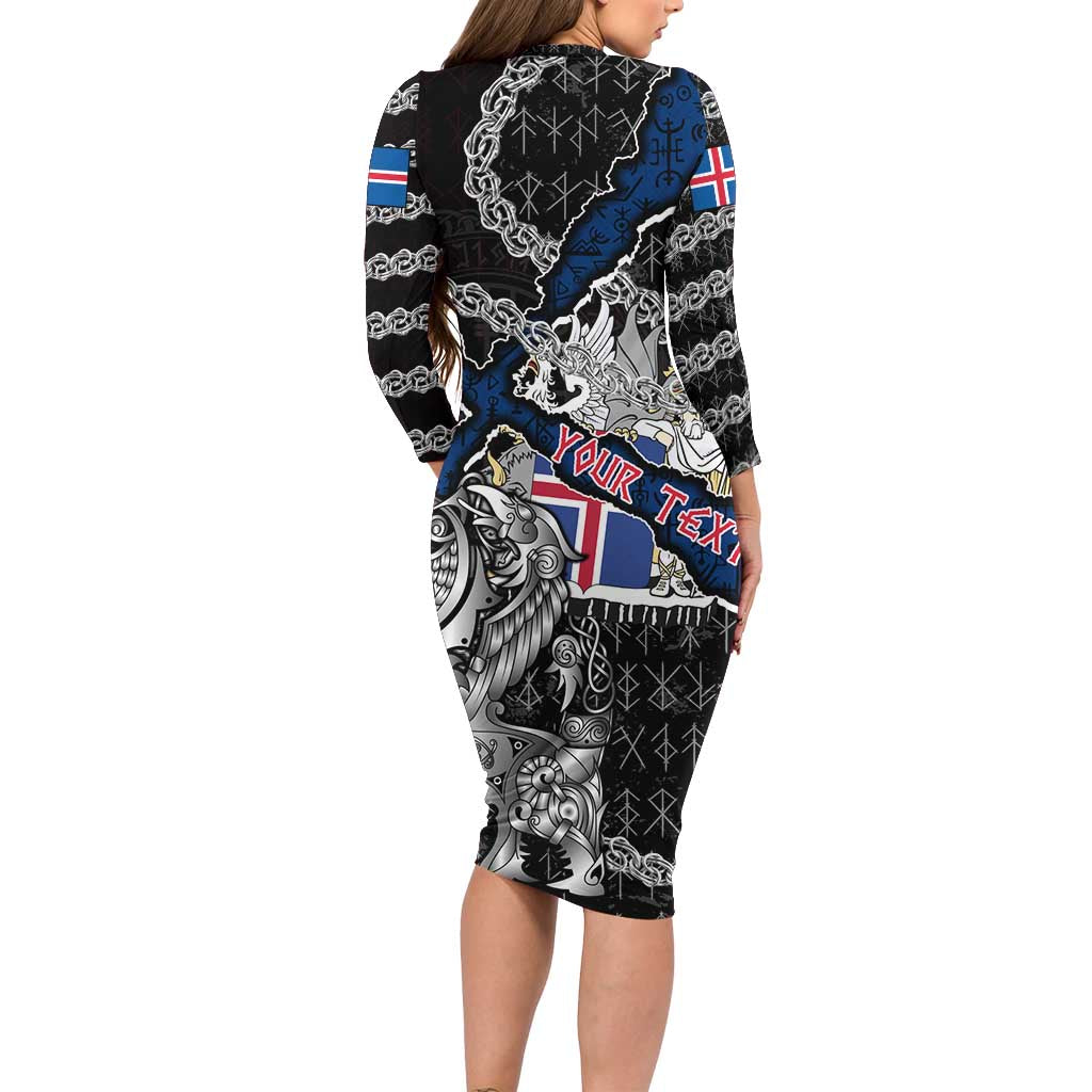 Personalized Iceland Vikings Family Matching Long Sleeve Bodycon Dress and Hawaiian Shirt Nordic Lion Bound in Runes and Chains