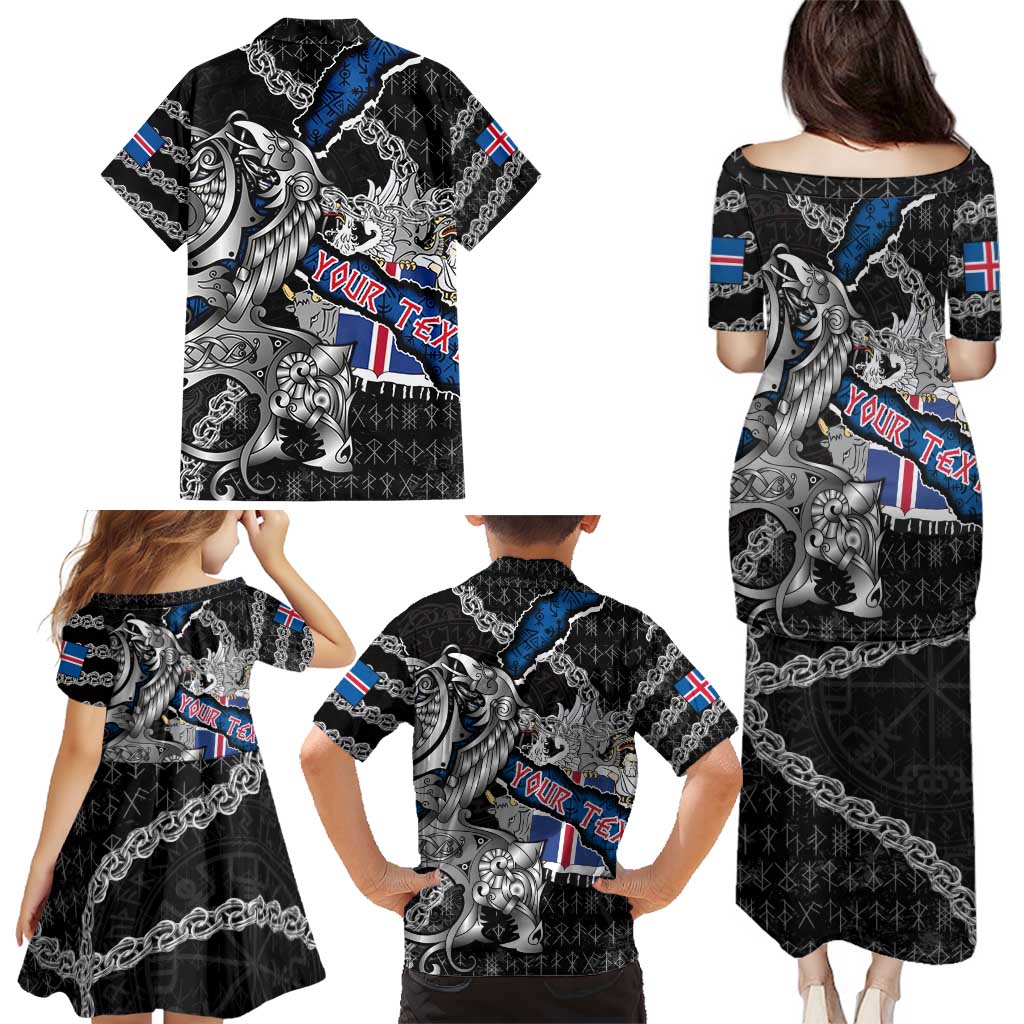 Personalized Iceland Vikings Family Matching Puletasi and Hawaiian Shirt Nordic Lion Bound in Runes and Chains