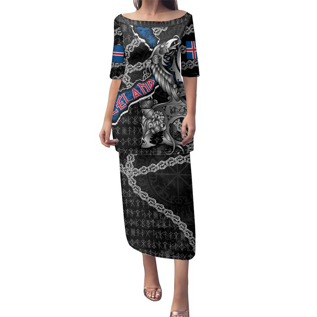 Personalized Iceland Vikings Family Matching Puletasi and Hawaiian Shirt Nordic Lion Bound in Runes and Chains