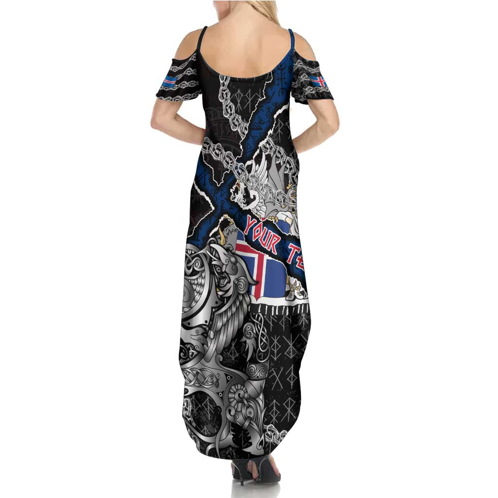 Personalized Iceland Vikings Family Matching Summer Maxi Dress and Hawaiian Shirt Nordic Lion Bound in Runes and Chains