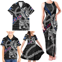 Personalized Iceland Vikings Family Matching Tank Maxi Dress and Hawaiian Shirt Nordic Lion Bound in Runes and Chains