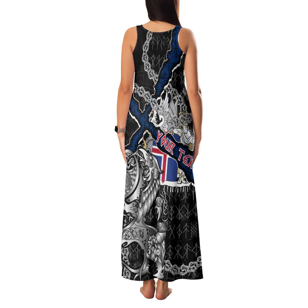 Personalized Iceland Vikings Family Matching Tank Maxi Dress and Hawaiian Shirt Nordic Lion Bound in Runes and Chains