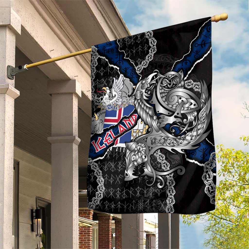 Iceland Vikings Garden Flag Nordic Lion Bound in Runes and Chains