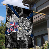 Iceland Vikings Garden Flag Nordic Lion Bound in Runes and Chains