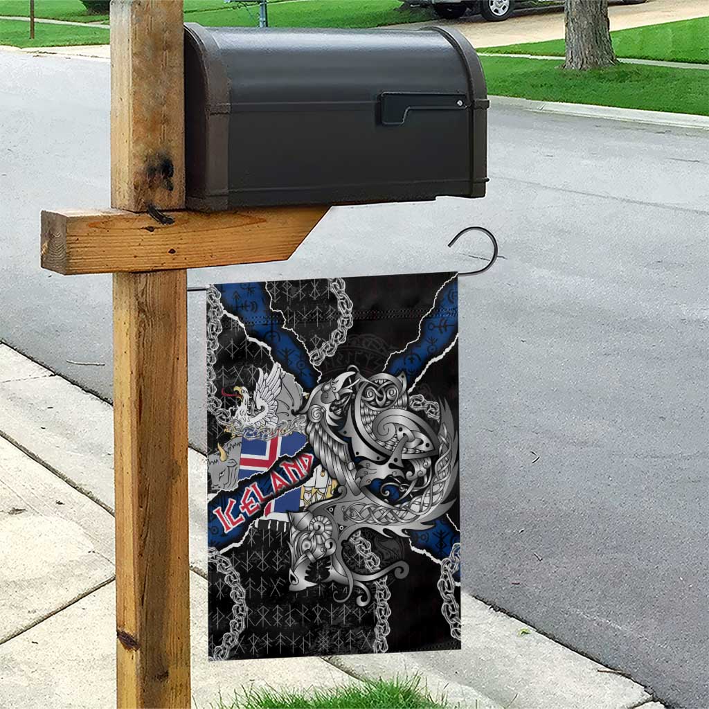 Iceland Vikings Garden Flag Nordic Lion Bound in Runes and Chains