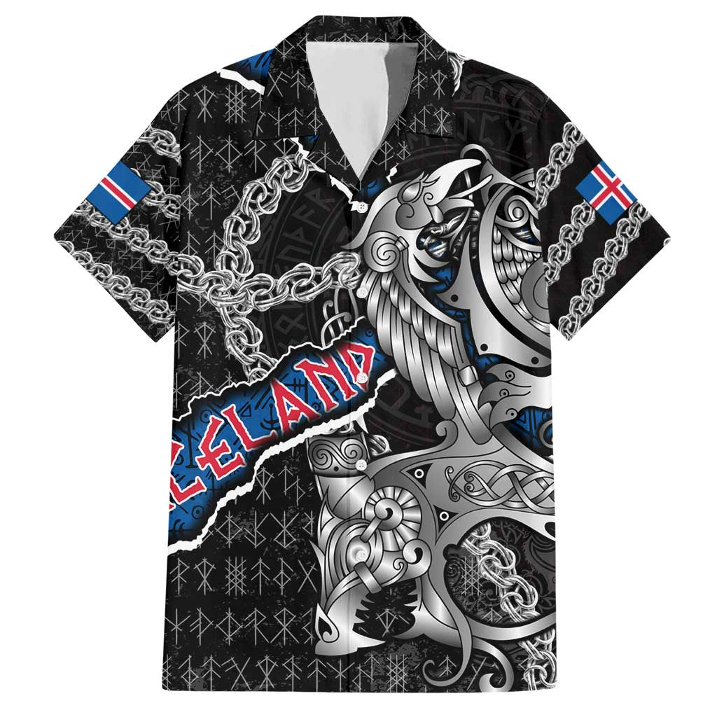 Personalized Iceland Vikings Hawaiian Shirt Nordic Lion Bound in Runes and Chains