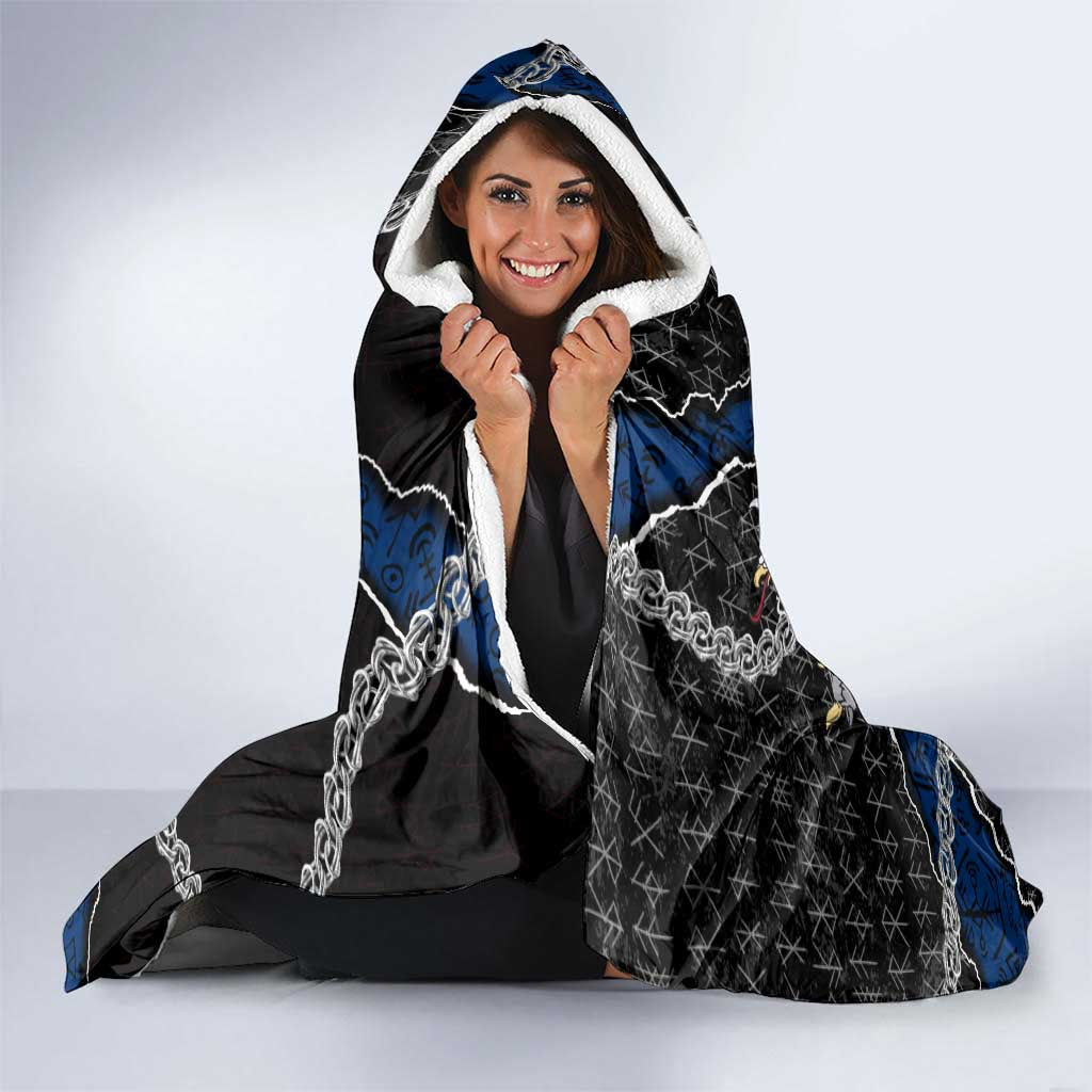 Iceland Vikings Hooded Blanket Nordic Lion Bound in Runes and Chains